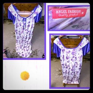 Angel Fashion silky long floral pajamas sz Medium